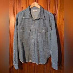 AYR Alpha snap button heavy denim striped shirt, L